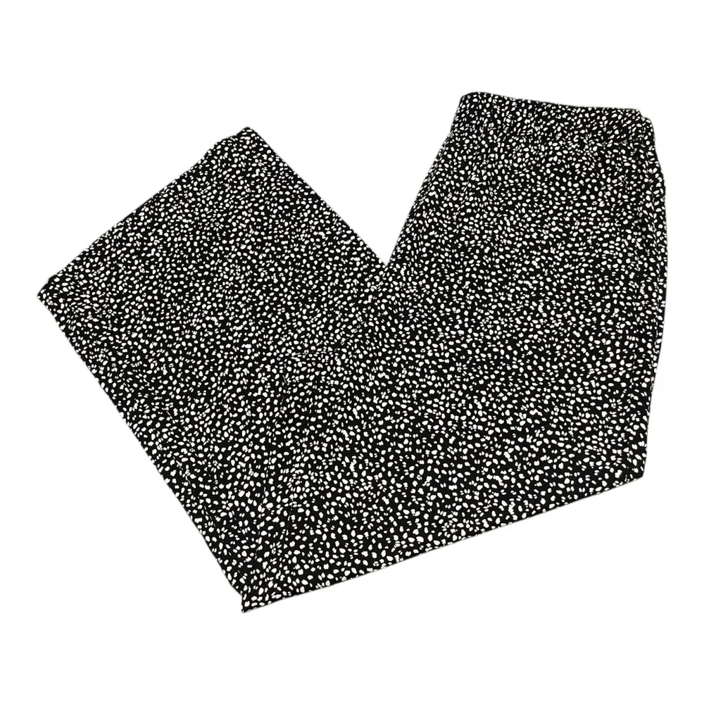 Loft Pull On Black And White Speckled Cropped Wide Leg Pant Size Large